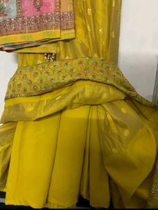 Beautiful mustard yellow Embroidered Gown