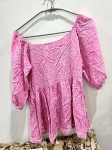 Pink Printed Kurta Size-S