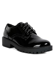London Rebel Black Patent Lace-Up Shoes