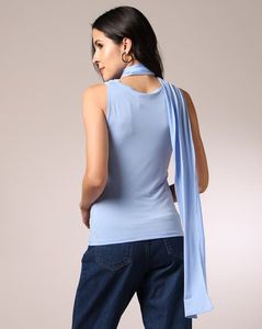 blue cowl neck top