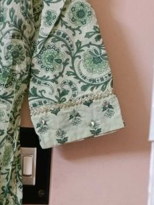 Blue Floral print kurti set with dupatta