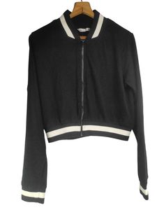 Black Cropped Bomber Jacket LT-23
