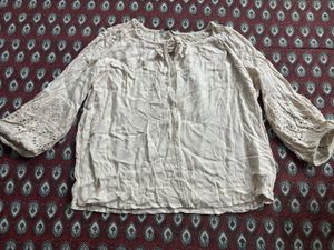 Boho Eyelet Sleeve Blouse