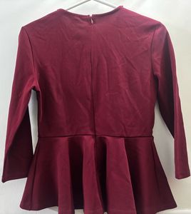 SHEIN Burgundy top with Embellished Collar