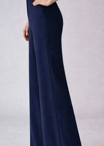 Navy Wide-Leg Trousers