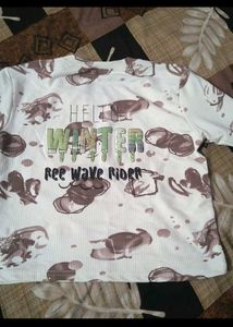 Cute Cartoon Print Long Sleeve  crop Top bust 30