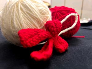 Handmade Crochet Red Bow Charm