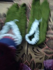 Handmade Knitted Green Booties