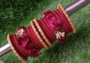 Mahroon Thread Bangles Set