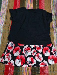 Black Floral Print Top