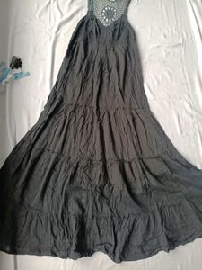 Boho Tiered Maxi Dress with Crochet Detail