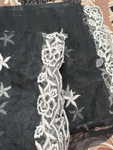 Elegant Black Embroidered Dupatta