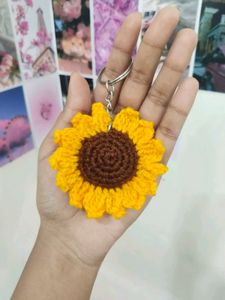 Crocheted Sunflower Keychain