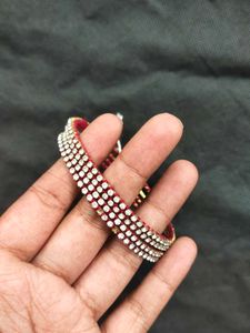 Red & Crystal Bangle Bracelet