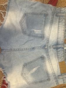 Light Wash Distressed Denim Shorts