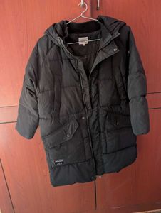 Black Padded Hooded Winter Jacket