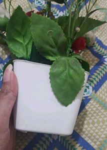 Artificial Flower And Leaves With Vase