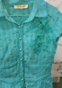 Beautiful Teal Embroidered shirt