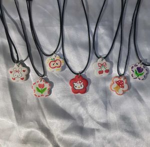 Clay Charm leather Cord Necklace