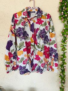 Vibrant Floral Print Linen Shirt