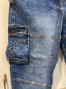 Blue Denim Cargo Pants
