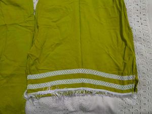 Lime Green Kurta Set with Lace Details