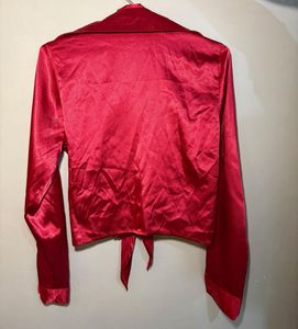 🔴CLEARANCE SALE  Silky Red Tie-Front Blouse siz