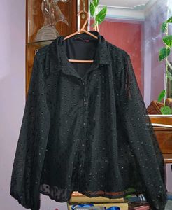 Elegant Black Textured Blouse