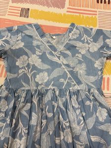 Blue Floral Wrap Kurta Top