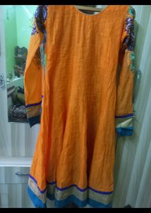 Orange Embellished Kurta
