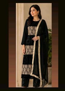 Black & gold kurta with Pant & Dupatta
