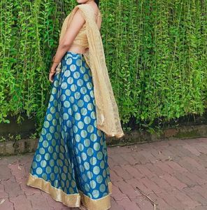 green lehenga custom made