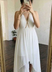 Elegant White Halter Neck Dress
