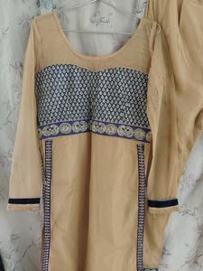 Elegant Beige pakistani kurta plazo set
