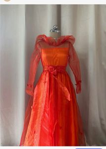 Stunning Orange Tulle Maxi Dress