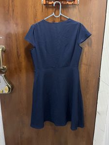 Chic Navy Lace-Up A-Line Dress