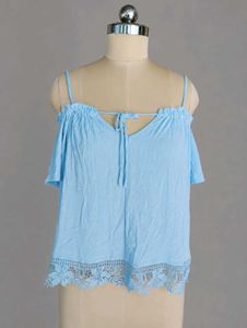 Light Blue Lace Trim Tunic Top