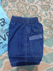 Boys Printed T-Shirt &amp; Denim Shorts Set