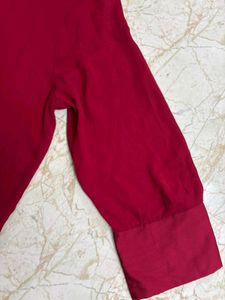 Red V-Neck High-Low Tunic Top...