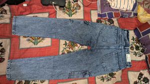 Washed Blue Cargo Jeans