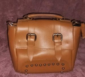 Cute Brown Satchel with Stud Details