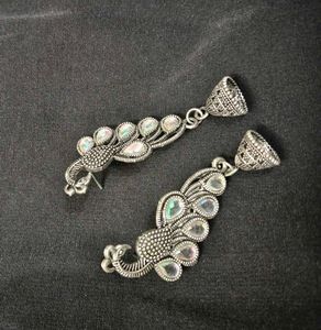 Oxidized Peacock Jhumka Earrings