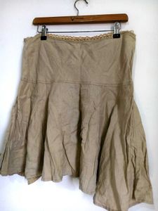 Boho Beige Linen Blend Skirt