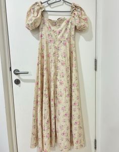 Floral Puff Sleeve Midi Dress