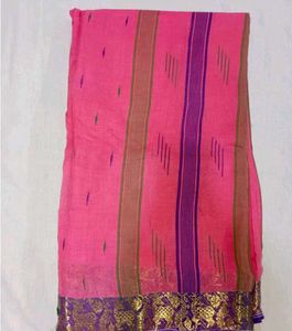 Pink Striped Cotton Saree