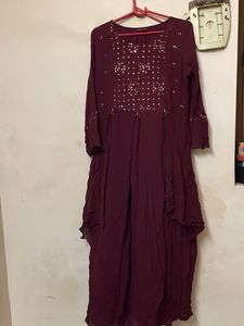 Maroon Embellished Anarkali Kurti