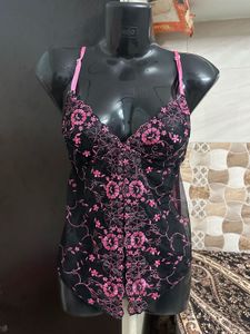 Elegant Black &amp; Pink Lingerie Nightdress