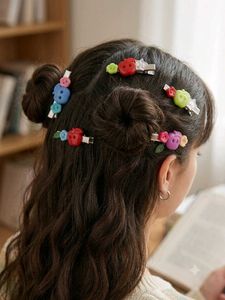 🍎 Cute Apple Button Hair Clips for Girls