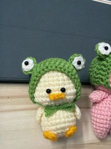 Crocheted Duck &amp; Pig Toys with Frog Hats