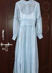 Elegant Light Blue Maxi Dress